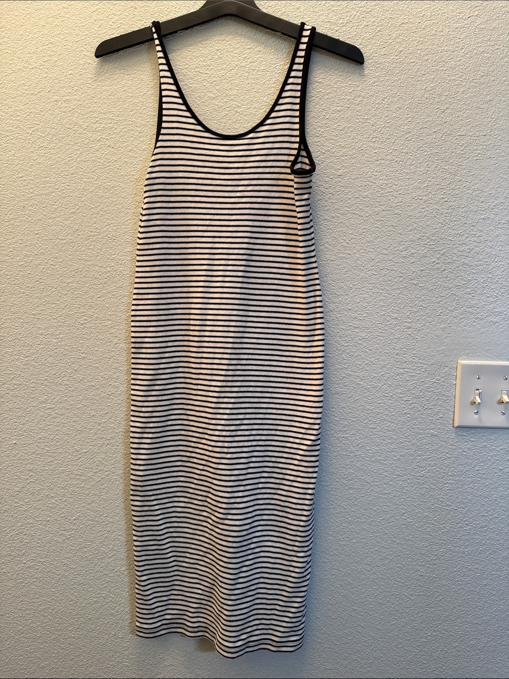 H&M Black and White Striped Tank Midi Dress